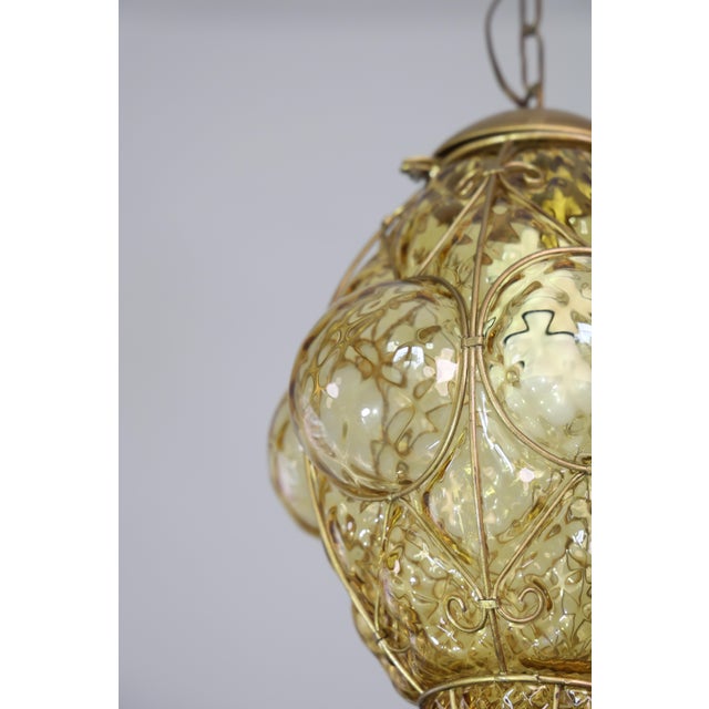 Glass Amazing Amber Vintage Venetian Lantern, Seguso Murano Glass, 1960s For Sale - Image 7 of 13