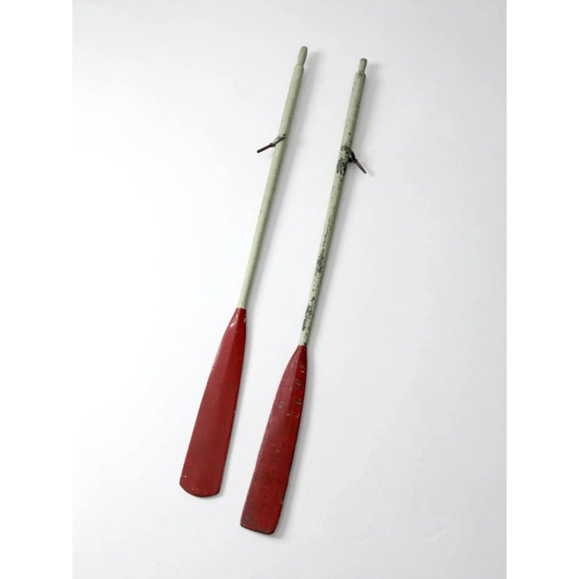 Vintage Painted Wooden Oars Pair For Sale - Image 11 of 11
