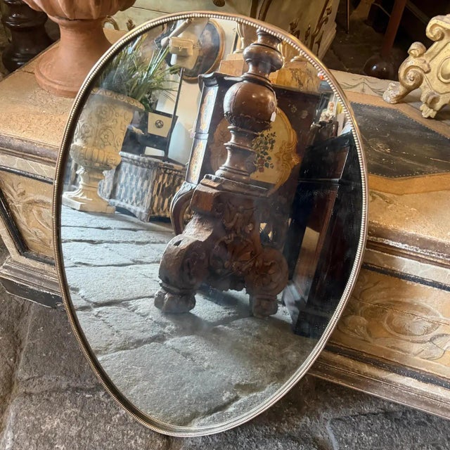 1960s Giò Ponti Style Mid-Century Modern Brass Italian Oval Wall Mirror For Sale - Image 10 of 13