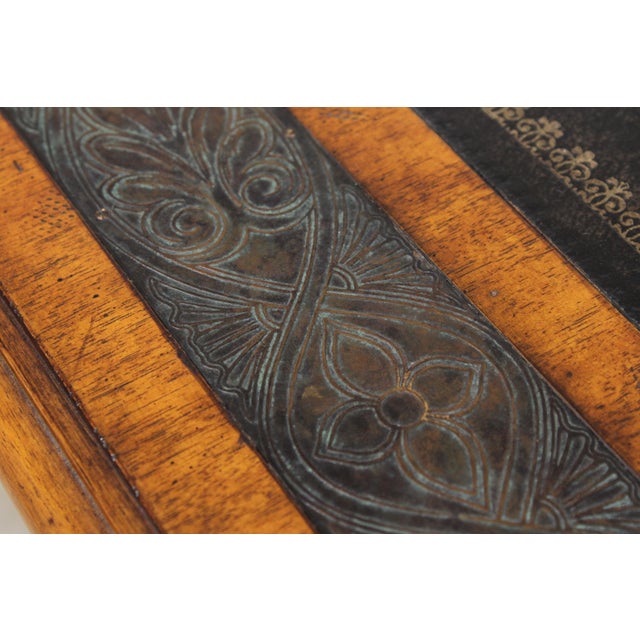 Maitland Smith Large Walnut Leather Top Game Table For Sale - Image 17 of 18