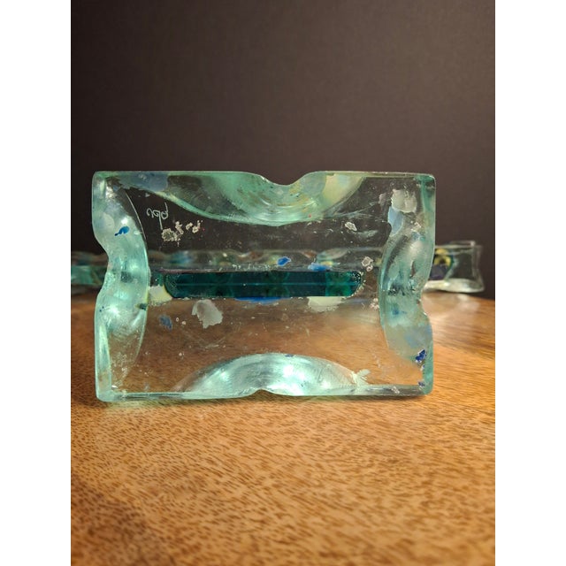 Late 20th Century Signed Uda Yehuda Parmat Studio Art Glass Menorah Iridescent Fused Dreidel For Sale - Image 11 of 17