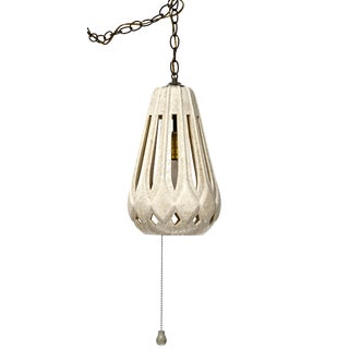Mid-Century Perforated Off-White Ceramic Pendant For Sale