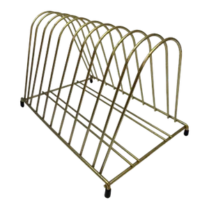 Vintage Brass Wire Record Vinyl Rack Mid-Century Modern 1950's