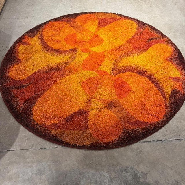 Vintage Orange Wool Rug, 1970s For Sale - Image 6 of 6