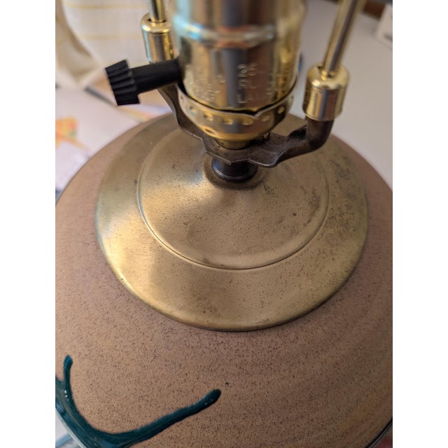 Late 20th Century Drip Glaze Pottery Table Lamp For Sale - Image 10 of 12