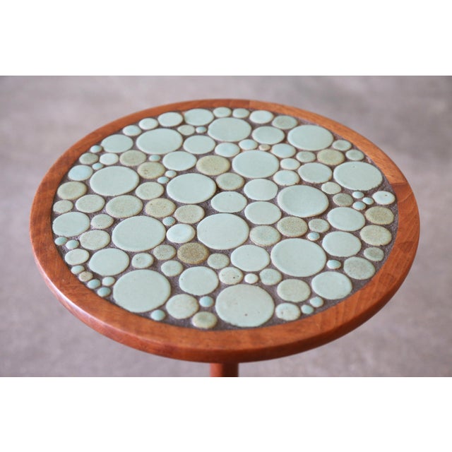 1960s Attributed Jane and Gordon Martz Teal Coin Tile Side Table For Sale - Image 4 of 9