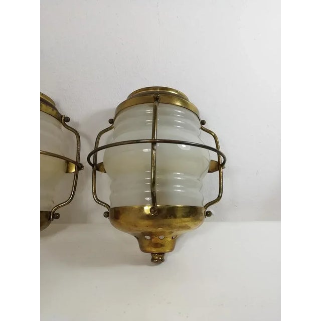 Vintage Wall Lights in Glass and Brass, 1960s, Set of 2 For Sale - Image 4 of 10