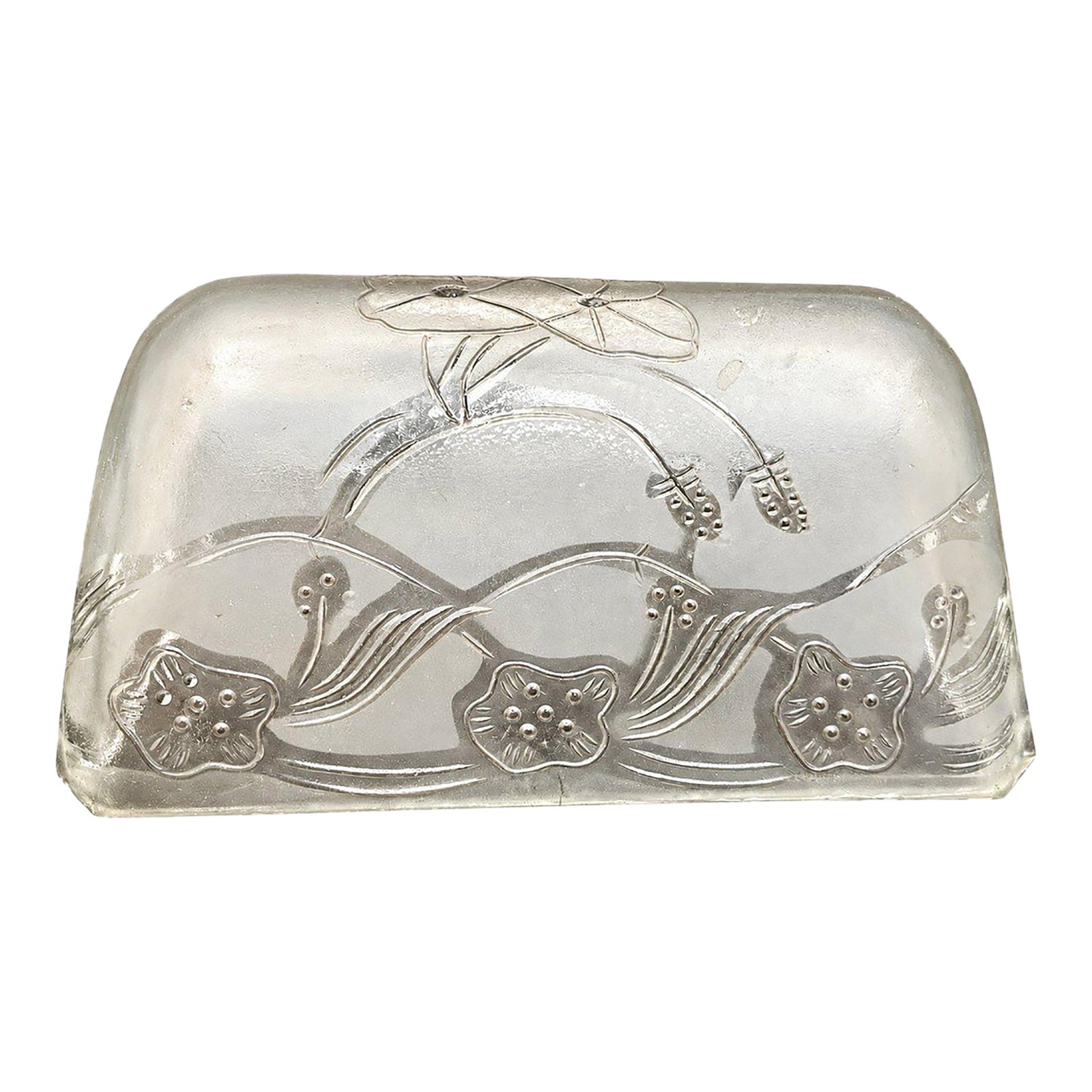 Vintage Art Nouveau Style Frosted Glass Embossed Floral Library Desk ...