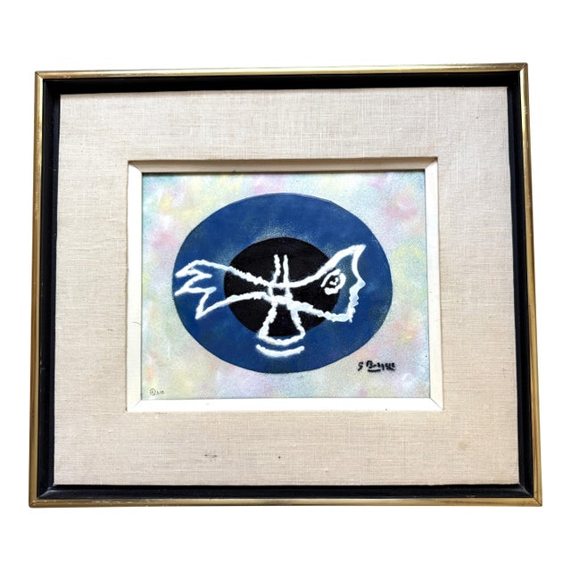 George Braques French Enameled Copper Plaque For Sale