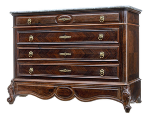French Inlaid Chest of Drawers with Faux Marble Top