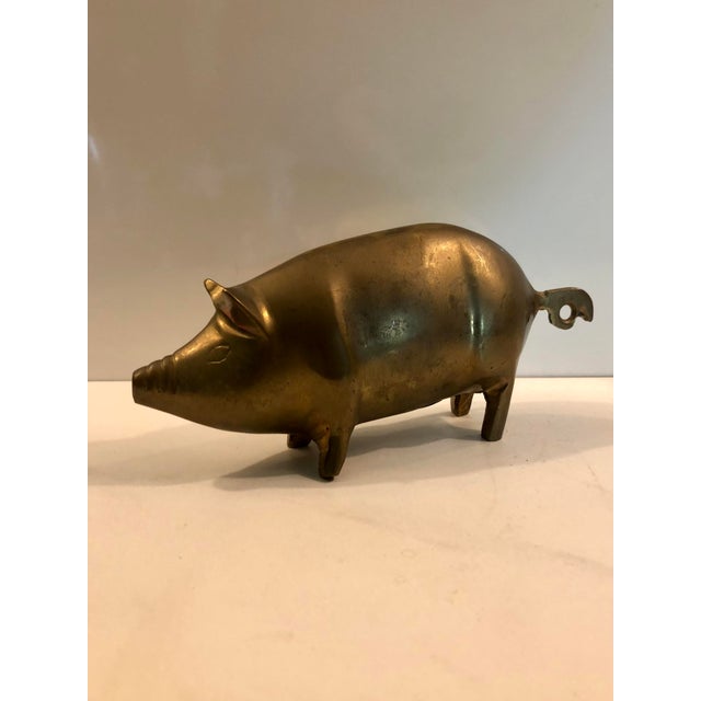 Vintage Contemporary Solid Brass Pig Figurine For Sale - Image 13 of 17