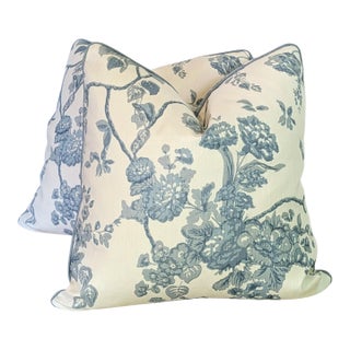 Jasper Tree of Life Pale Blue Pillows - Double Sided Pair For Sale