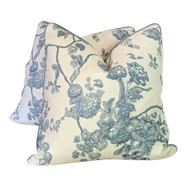 Jasper Tree of Life Pale Blue Pillows - Double Sided Pair For Sale