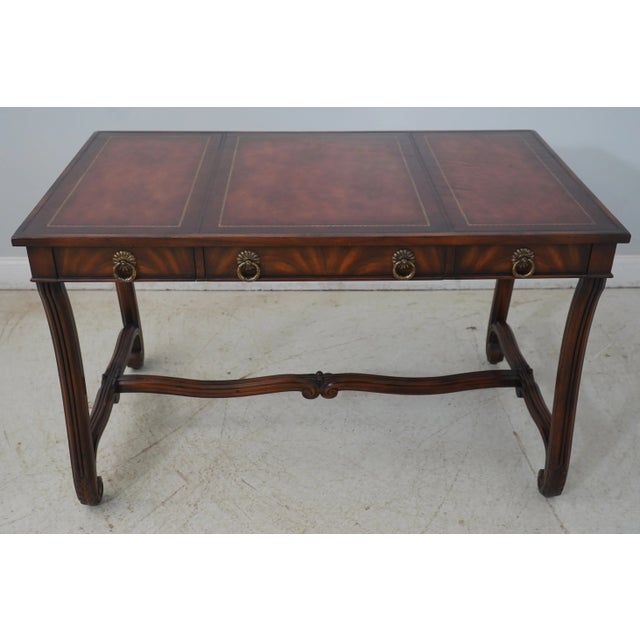 Theodore Alexander 6 Drawer Leather Top Partners Desk | Chairish