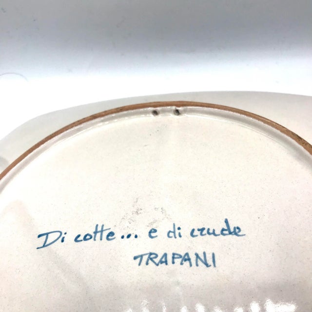Early 21st Century Trapani Windmills of Sicily Motif Hand Painted Terra Cotta Antipasta Wall Platter For Sale - Image 5 of 6