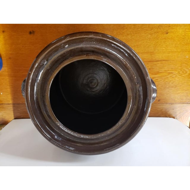 Early 20th Century Early 20th Century American Brown Glazed Stoneware Double Handled Crock For Sale - Image 5 of 6