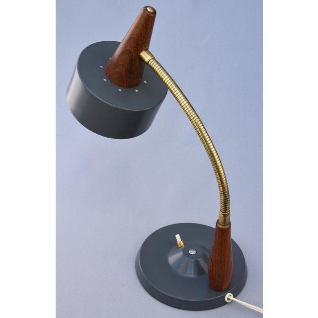Adjustable Teak and Brass Table Lamp by Lyfa, Denmark, 1960s For Sale - Image 6 of 12
