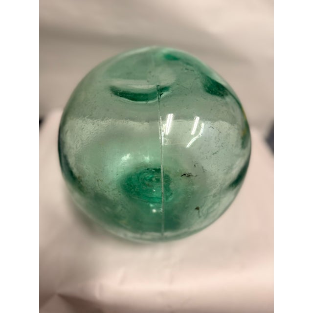 Large Japanese Antique Aqua Glass Fishing Float For Sale - Image 4 of 7