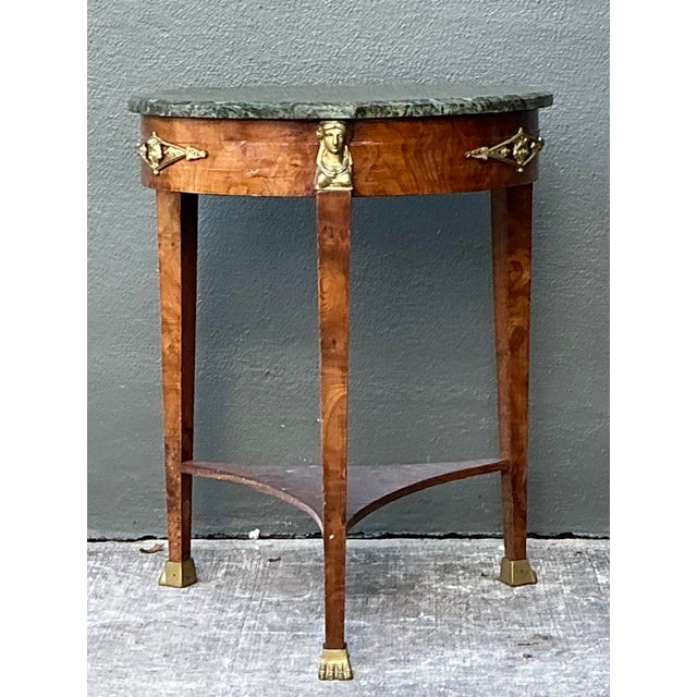 Green Vintage Ormolu Green Marble Side Table For Sale - Image 8 of 12