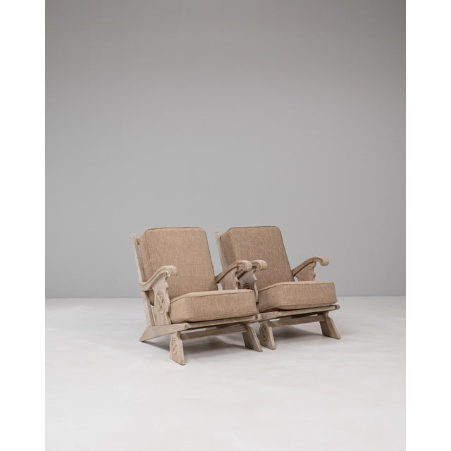 20th Century French Oak Armchairs With Upholstered Seats And Backs - A Pair For Sale - Image 14 of 18