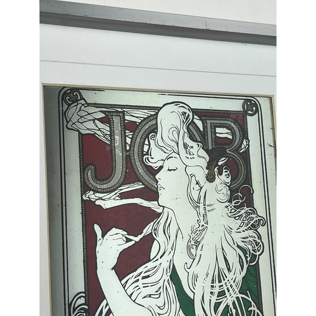 Vintage Art Nouveau Mirror with Job Cigarettes Advertising by Alphonse Mucha, 1970s For Sale - Image 4 of 18