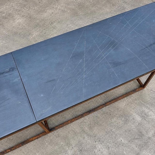 Coffee Table in Iron Frame and Stone Slate Table Tops by Architect Alex Vervoordt, Belgium, 1990s For Sale - Image 6 of 9
