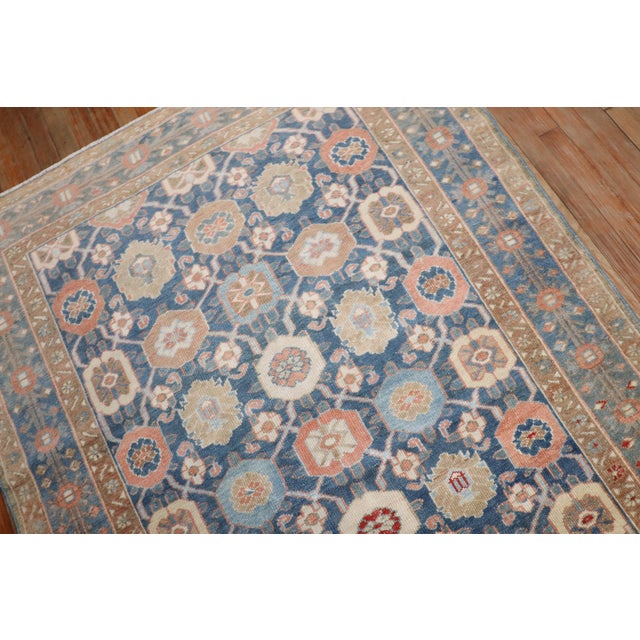 Rustic Antique Zabihi Collection Persian Decorative Blue Rug - 4'6" x 6'5" For Sale - Image 3 of 8
