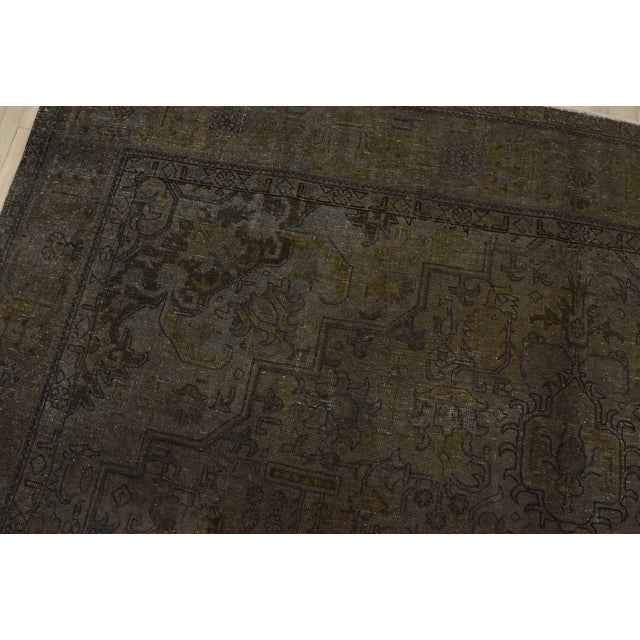 Textile Tabriz Rug 10′ X 12’7” Gray Wool Vintage Overdyed Hand-Knotted Oriental Carpet For Sale - Image 7 of 15
