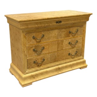 Modern Neoclassical Style Patchwork Burl Chest / Commode by Henredon For Sale