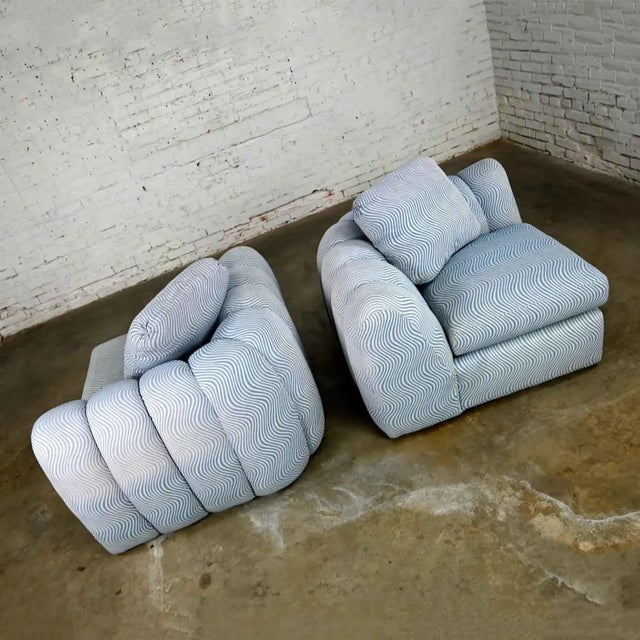 Textile Modern to Postmodern Channeled Sectional Loveseat or Lounge Chairs Style of Jay Spectre For Sale - Image 7 of 12