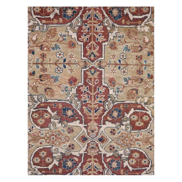 An antique Persian Mahal rustic accent rug handmade during the early 20th century. Measures: 7' 0" x 8' 4".