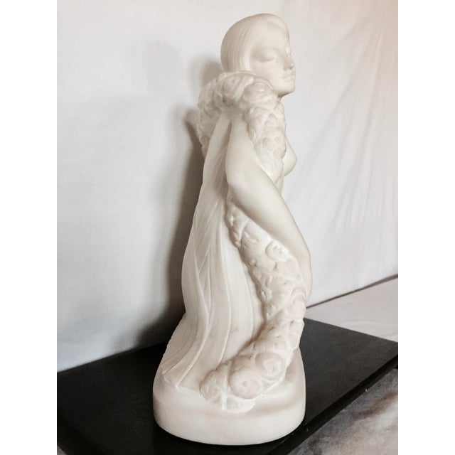 Early 20th Century Italian Carrara Marble Sculpture, G. Pugi's Art Deco Beauty For Sale - Image 9 of 11