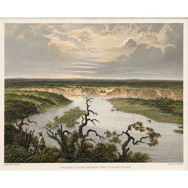 Original hand colored steel engraving depicting the Military Colony opposite Fort Duncan, Texas, engraved by J.B. Smillie,...