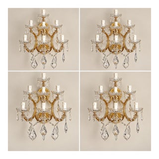 1960s English Maria Theresa Seven Light Crystal Wall Sconce For Sale