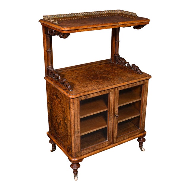 Antique Pianist's Lounge Server, English, Burr Walnut, Music Cabinet, Victorian For Sale