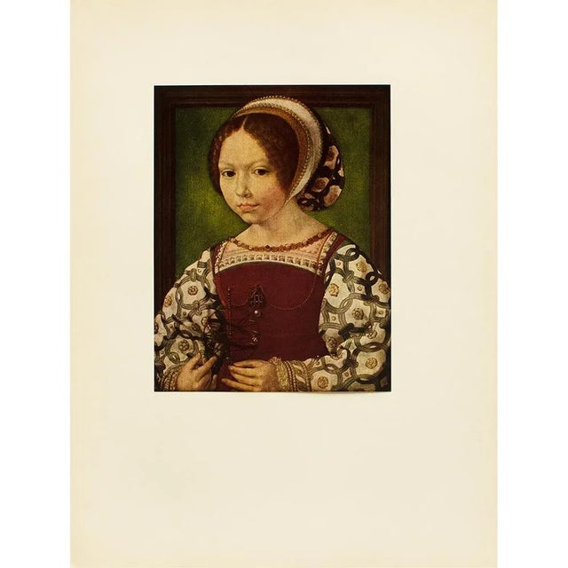 A beautiful vintage full-color reproduction print after portrait of A Little Girl by Mabuse (Jan Gossaert). Comes from a...