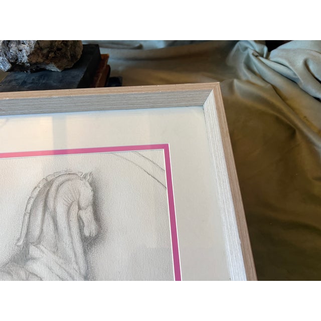 Framed Vintage Hand Drawing of Sforza Horse After a Leonardo Da Vinci's Sketch For Sale - Image 10 of 12
