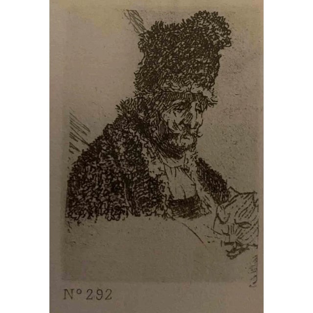 After Rembrandt, Profile of Man, 19th Century, Etching For Sale