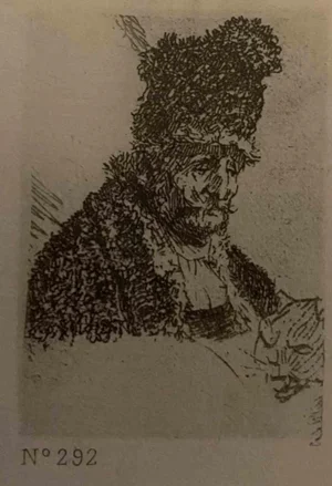 After Rembrandt, Profile of Man, 19th Century, Etching