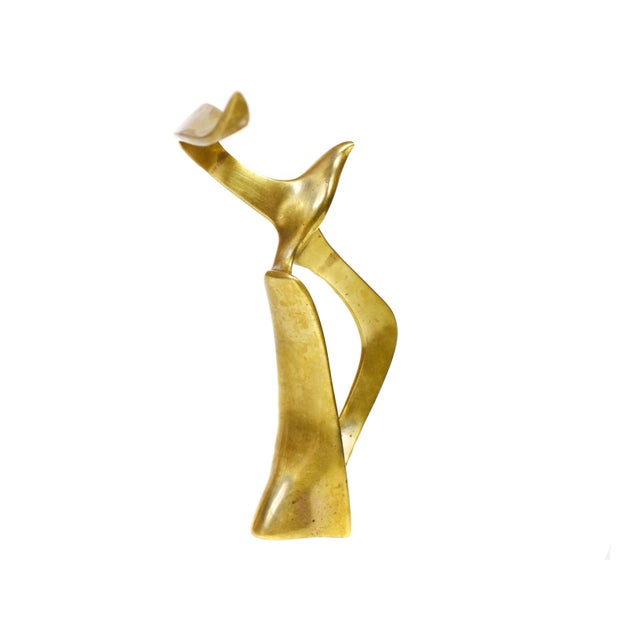 Contemporary Mid 20th Century Modern Minimal Solid Brass Soaring Seagull Bird Figurines For Sale - Image 3 of 6
