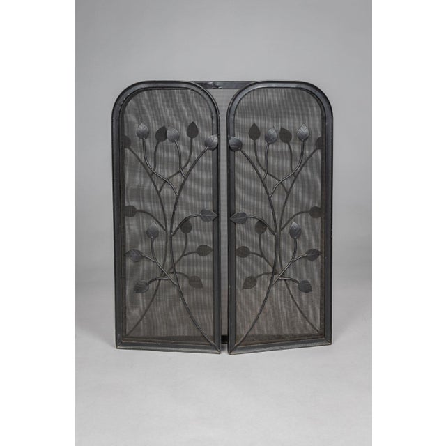 American Vintage Wrought Iron Folding Fireplace Screen For Sale - Image 3 of 4