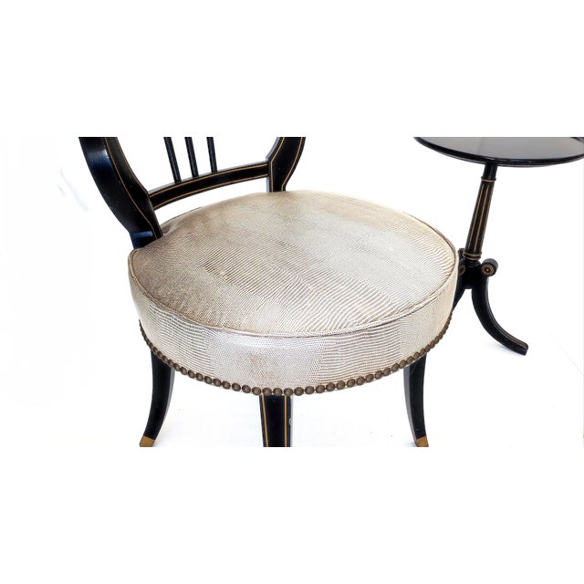 1940s Hollywood Regency Chairs Lyre Harp Back - Set of 2 For Sale - Image 4 of 5