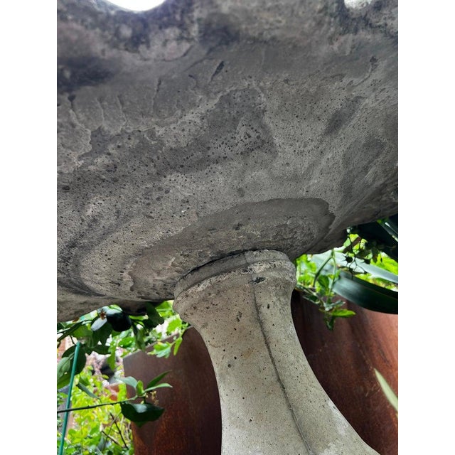 Sculpture Materials Vintage Concrete Flower Petal Birdbath on Fluted Pedestal For Sale - Image 7 of 7