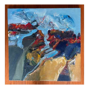 Modern Abrtract Oil and Gesso Painting on Canvas by Ann Stevenson
