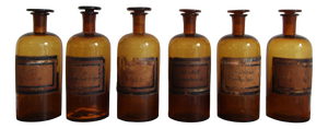 Vintage French Apothecary Glass Jars, 1920s, Set of 6