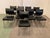 Set of nine vintage chairs Chrome-plated square tube legs Black faux leather upholstery Good condition Dimensions: H 81 x...