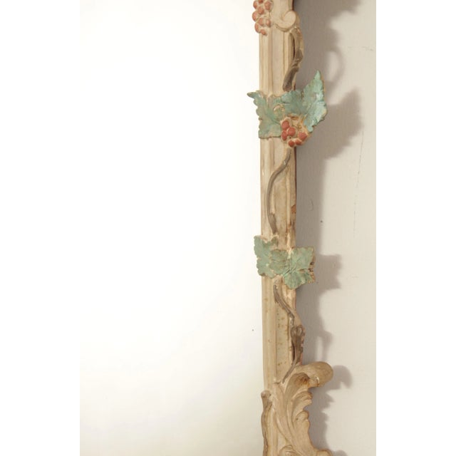 Off-white Antique Italian Florentine Style Carved Polychrome Mirror For Sale - Image 8 of 12