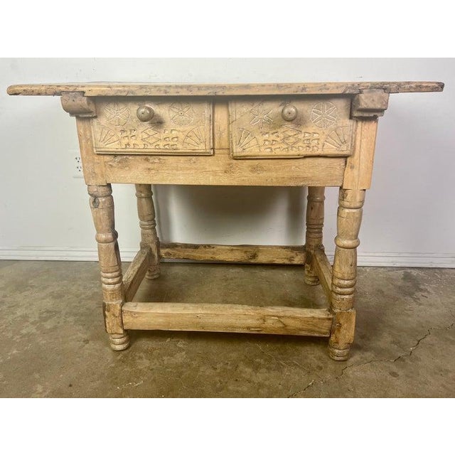 18th Century Bleached Walnut Spanish Colonial Table With Two Drawers For Sale - Image 15 of 18