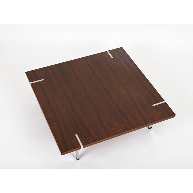 Large Square Coffee Table in Rosewood and Chrome from Pizzetti, Italy, 1970s For Sale - Image 13 of 18