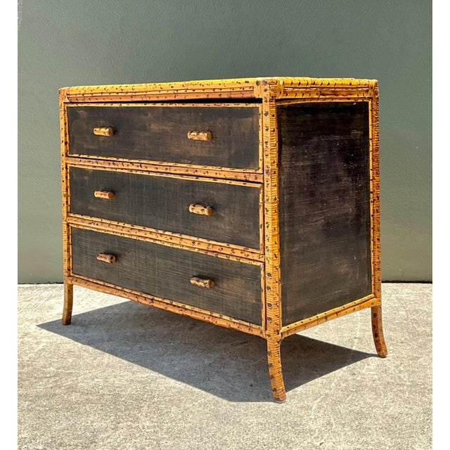 Vintage Rattan and Grasscloth Three-Drawer Dresser For Sale In West Palm - Image 6 of 18